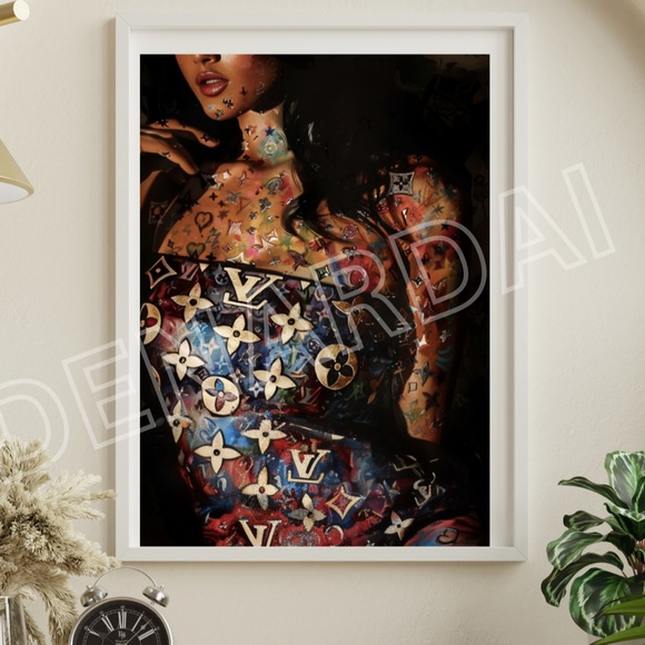 Louis Vuitton TATTOO WOMAN FASHION WALL ART 11X17 PRINT TRENDY ART 3 PIECE SET - Picture 4 of 5